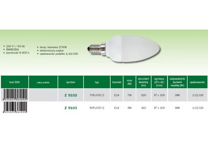 Emos żarówka energo Świeczka E14 9W